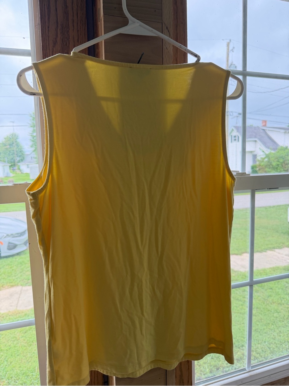 Talbots Yellow Ruffle Neck Sleeveless Top - Picture 3 of 4